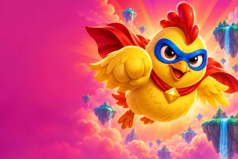 Super Chicken, one of the Rumble Clash throwables, mid-flight
